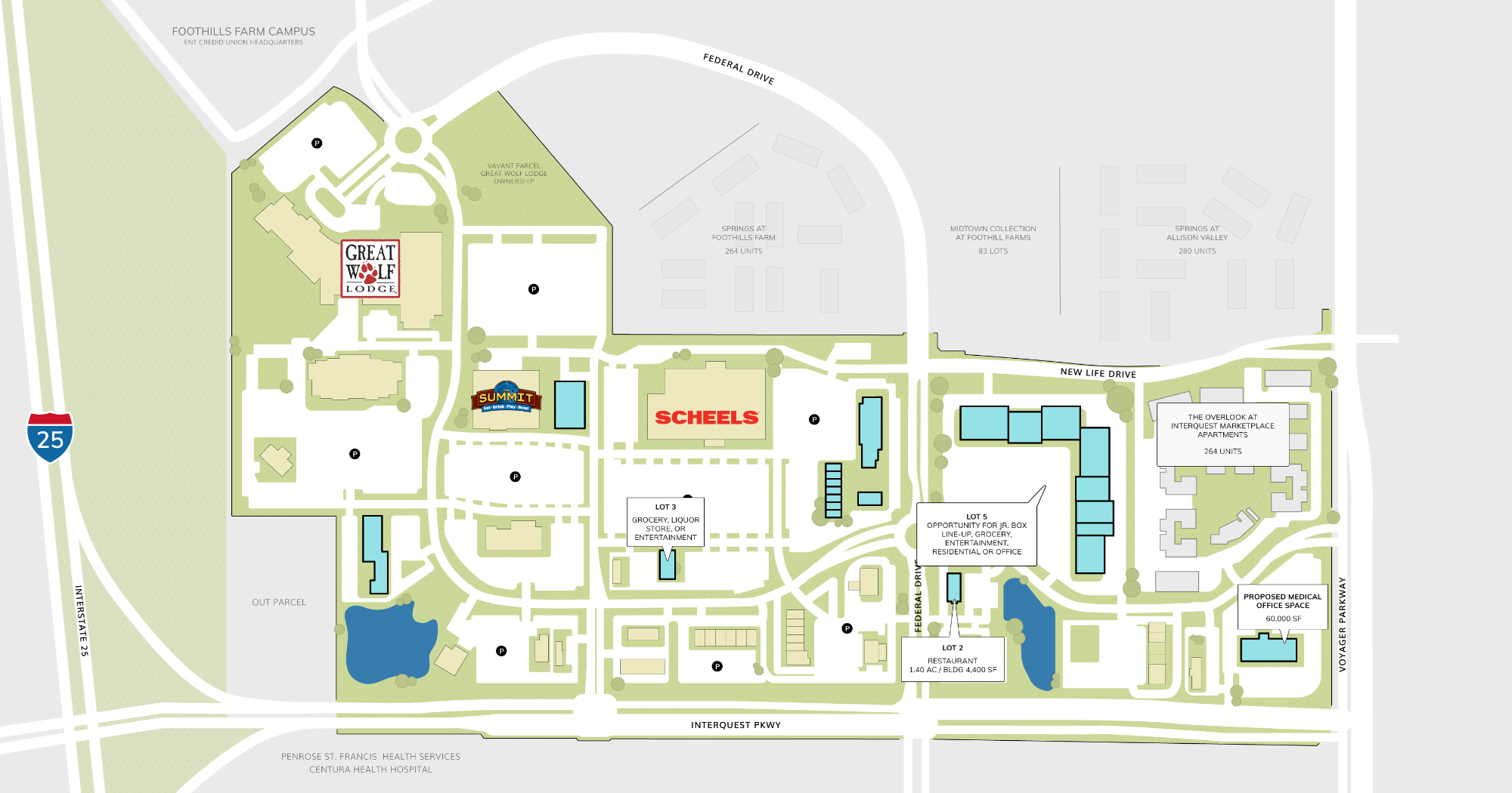 Graphic of future planned developments at InterQuest Marketplace