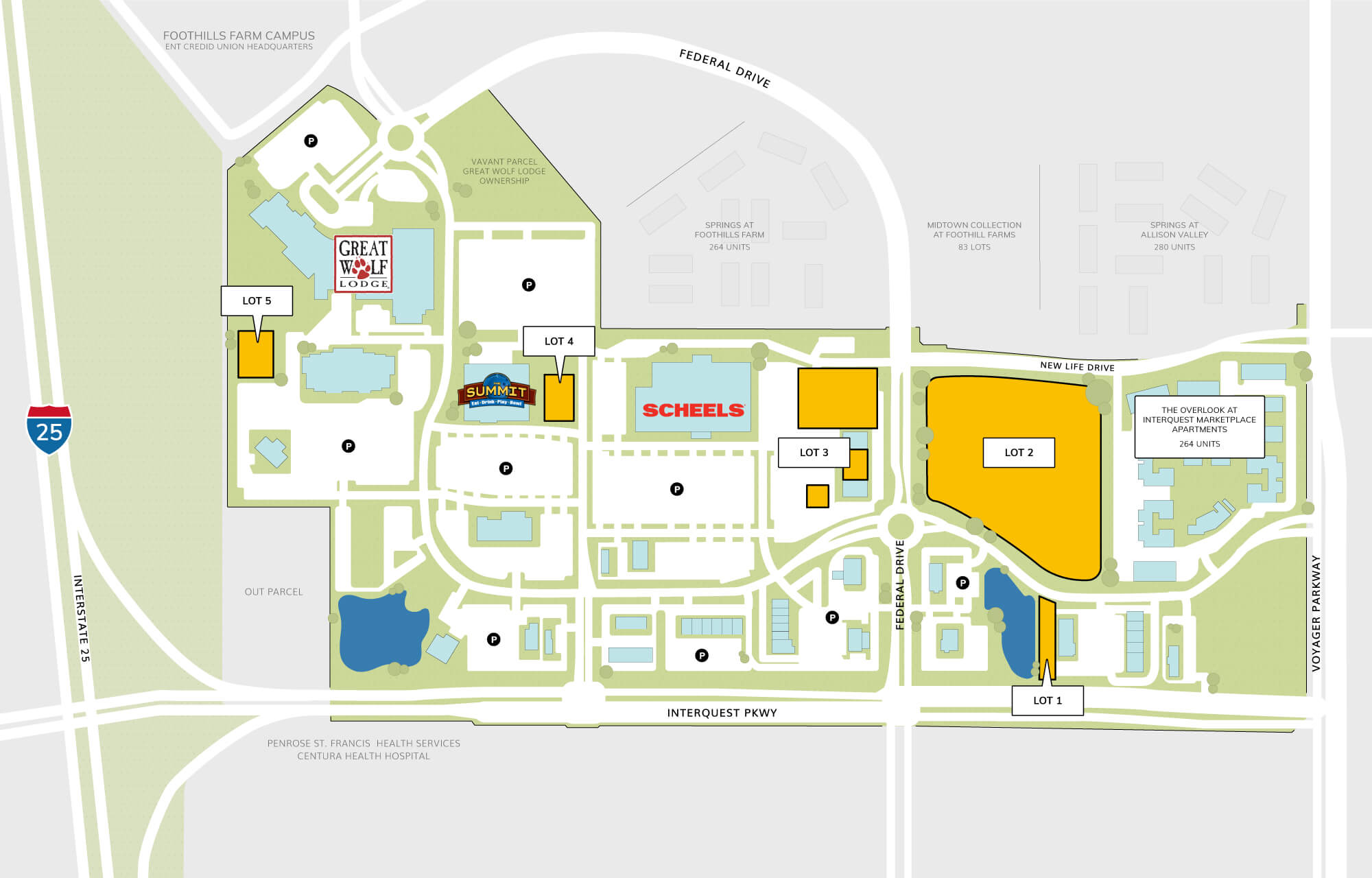 Graphic of available lots at InterQuest Markerplace