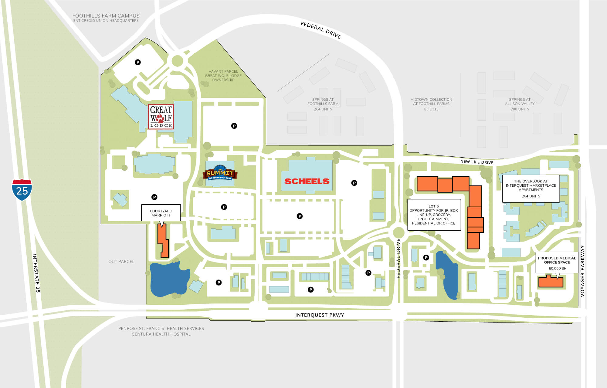 Graphic of future planned developments at InterQuest Marketplace